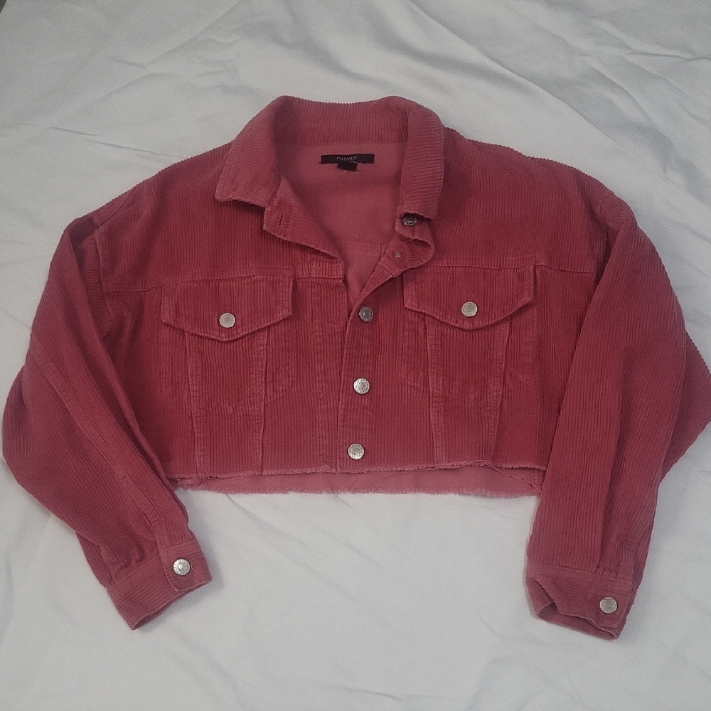 Forever 21 Pink Corduroy Cropped Jacket